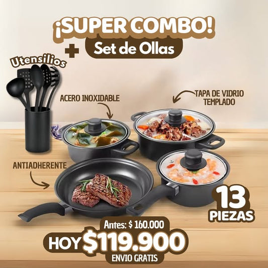 SET COCINA 13 PIEZAS ANTIADHERENTE